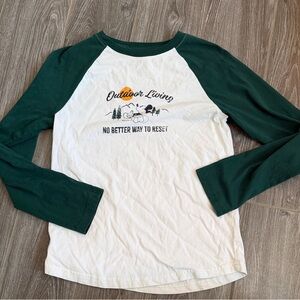 Janie and Jack X Disney Green White raglan Mickey Outdoor Long Sleeve Tee boy 12